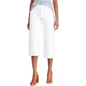 Chap Women's Giselle Twill Capri Pants In White Size 10 P Petite NWT